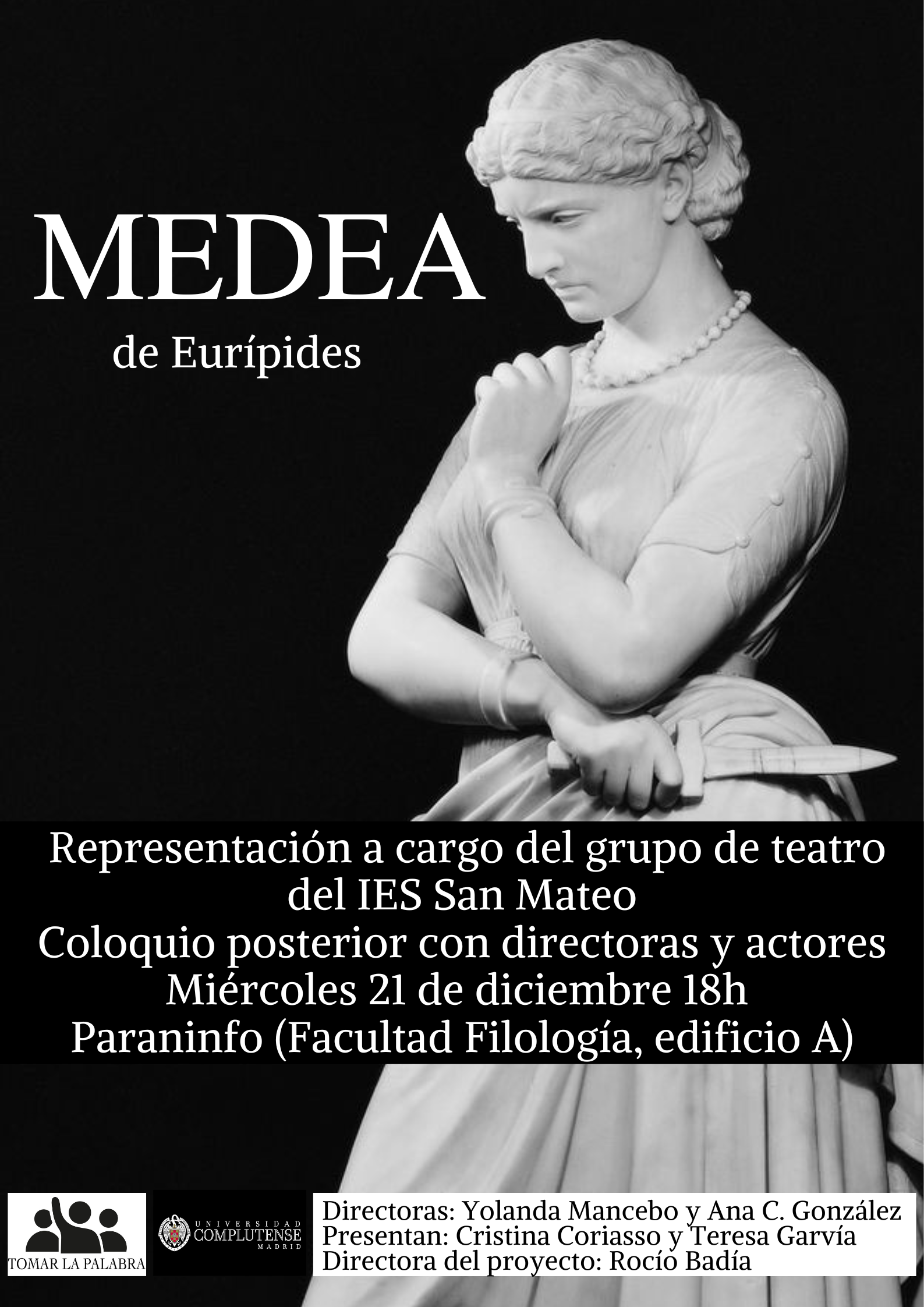 Representación teatral de Medea, adaptación de la tragedia de Eurípides